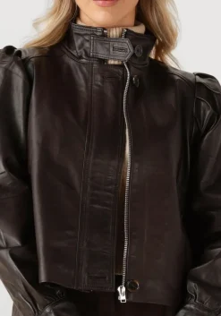 DANTE6 e leren jas kyrilo cropped leather jacket bruin Outlet