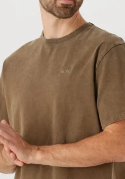 FORÉT bruine forét t-shirt oak faded wash t-shirt olijf Clearance
