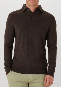 LEURINK KNIT e polo polo hidden button down bruin Best