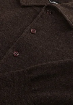 LEURINK KNIT e polo polo hidden button down bruin Best