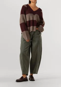 MOS MOSH e trui mmtaci stripe ls v-neck knit bruin Sale