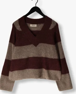 MOS MOSH e trui mmtaci stripe ls v-neck knit bruin Sale