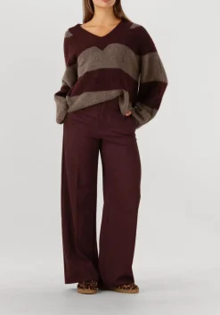 MOS MOSH e trui mmtaci stripe ls v-neck knit bruin Sale