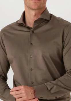 PROFUOMO e klassiek overhemd shirt x-cutaway sf japanese knitted bruin Best