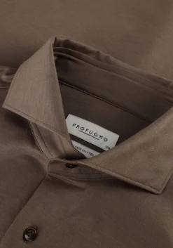 PROFUOMO e klassiek overhemd shirt x-cutaway sf japanese knitted bruin Best