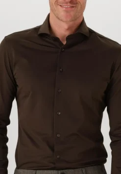 PROFUOMO e klassiek overhemd shirt x-cutaway sf japanese knitted bruin Discount