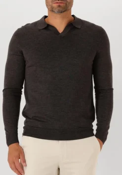 PROFUOMO e polo polo open collar ls merino bruin Online