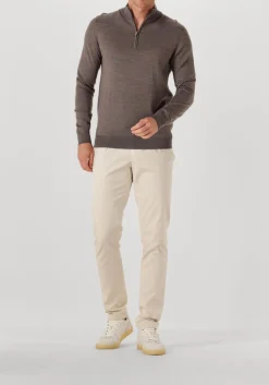 PROFUOMO e trui pullover half zip merino bruin Outlet