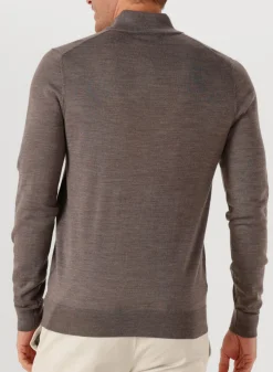 PROFUOMO e trui pullover half zip merino bruin Outlet