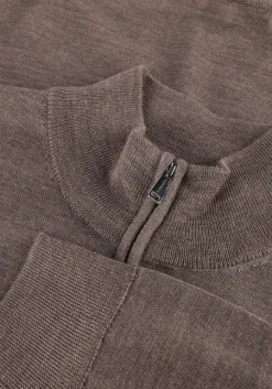 PROFUOMO e trui pullover half zip merino bruin Outlet