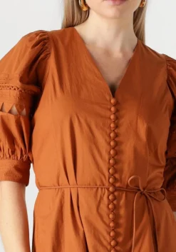 SCARLETT POPPIES e midi jurk fleuretta midi dress bruin