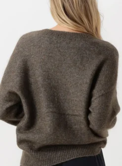 SECOND FEMALE e trui brook knit loose v-neck bruin Outlet