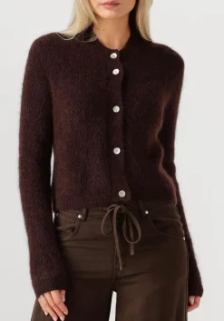 SECOND FEMALE e vest andrea knit rib ls cardigan bruin New