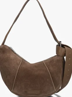 SHABBIES e schoudertas platamini oiled suede bruin Outlet