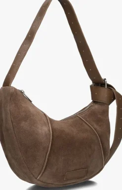 SHABBIES e schoudertas platamini oiled suede bruin Outlet