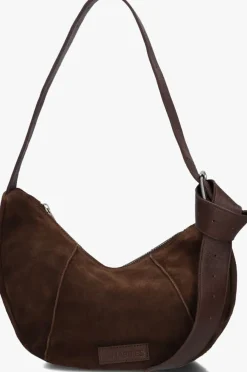 SHABBIES e schoudertas platamini oiled suede bruin New