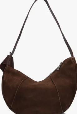 SHABBIES e schoudertas platamini oiled suede bruin New