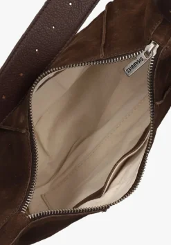 SHABBIES e schoudertas platamini oiled suede bruin New