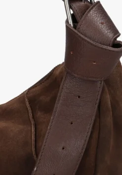 SHABBIES e schoudertas platamini oiled suede bruin New