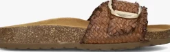 STEFANO LAURAN e slippers bio gevlochten 1 band slipper met gesp bruin New