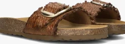 STEFANO LAURAN e slippers bio gevlochten 1 band slipper met gesp bruin New