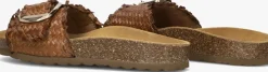 STEFANO LAURAN e slippers bio gevlochten 1 band slipper met gesp bruin New