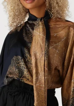 SUMMUM e blouses bow tie top border print bruin Hot