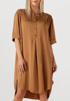 SUMMUM e midi jurk dress silky touch bruin Sale