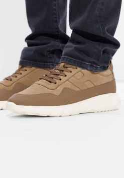 HOGAN lage sneakers interactive3 allacciato pelle camel Discount