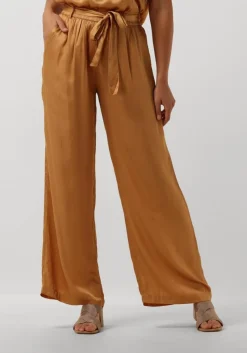 SUMMUM pantalon pants solid satin camel New