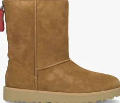 UGG vachtlaarzen w classic short logo zip camel Best
