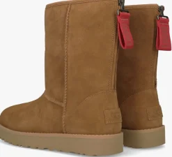UGG vachtlaarzen w classic short logo zip camel Best