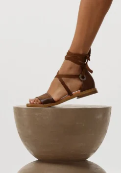 AYANA platte sandalen m05084 cognac