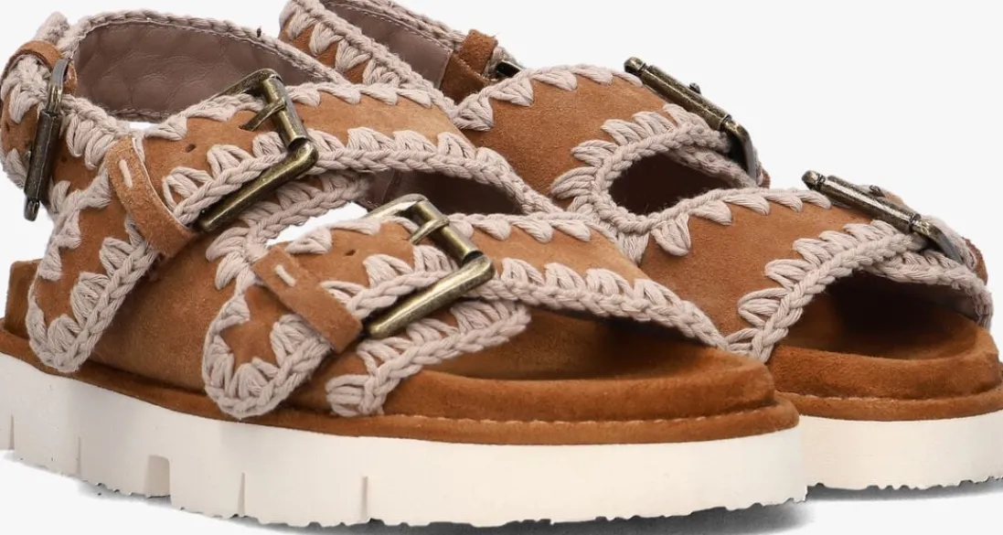 MOU platte sandalen new bio 02 cognac Hot