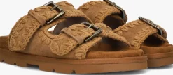 MOU slippers low bio sandal 2buckles monoch cognac