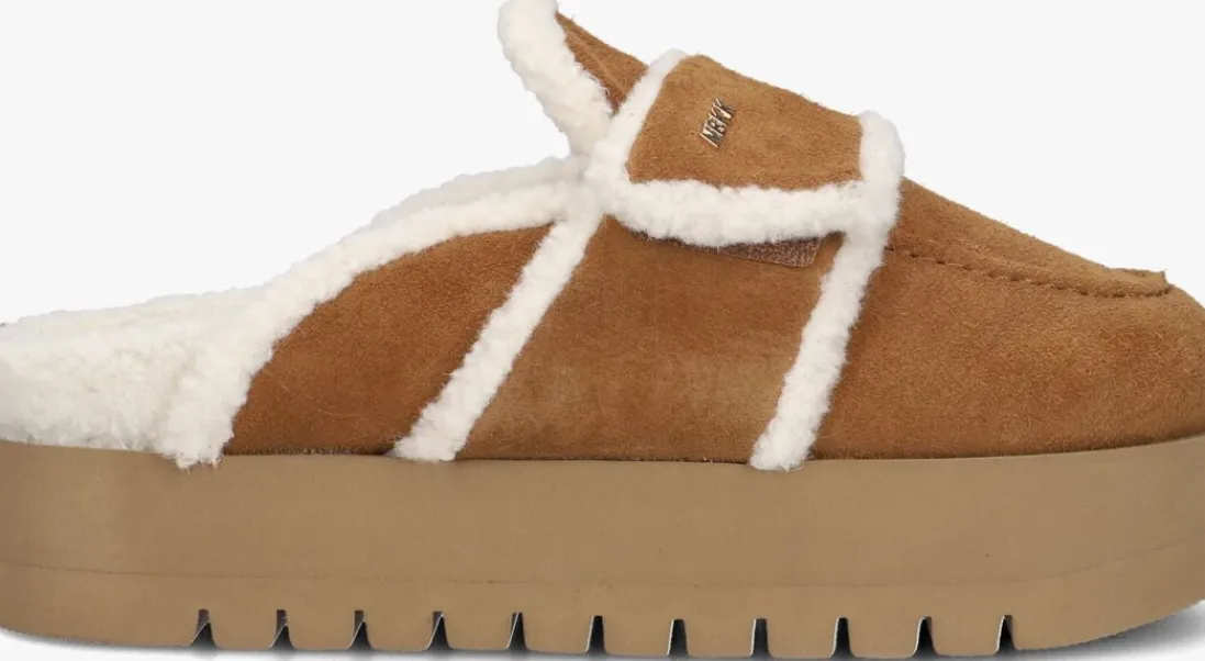 NUBIKK instappers teddy fur cognac