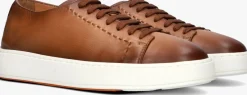 SANTONI lage sneakers clean row cognac Clearance