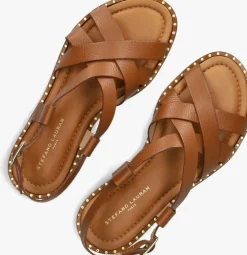 STEFANO LAURAN platte sandalen 22757 cognac Best