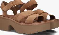 UGG sandalen met hak w new heights ankle strap cognac Clearance