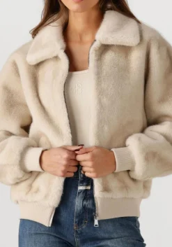 ALTER EGO faux fur jas linn creme New