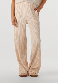 FORTE FORTE wijde broek poly crepe plisse' regular waist pants creme