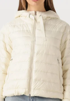 WOOLRICH leren jas quilted hooded jacket creme New