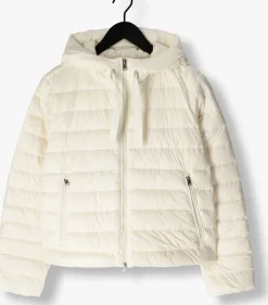 WOOLRICH leren jas quilted hooded jacket creme New