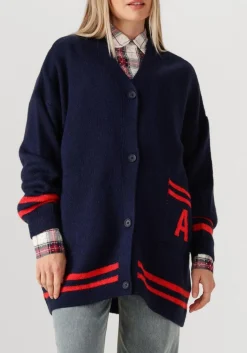 ALIX THE LABEL e vest ladies knitted fluffy knit cardigan donkerblauw Online