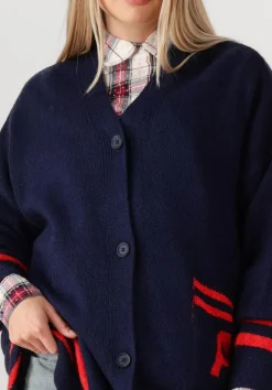 ALIX THE LABEL e vest ladies knitted fluffy knit cardigan donkerblauw Online