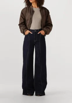 CO'COUTURE e wide jeans wilson wave long jeans donkerblauw