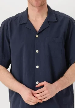 FORÉT e forét casual overhemd hush seersucker ss shirt donkerblauw New
