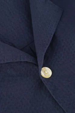 FORÉT e forét casual overhemd hush seersucker ss shirt donkerblauw New