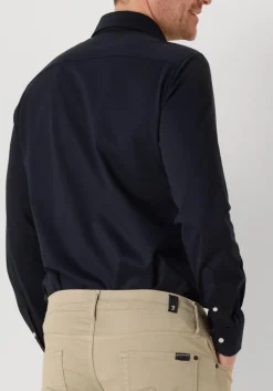 PROFUOMO e klassiek overhemd shirt x-cutaway japanese knitted donkerblauw Best