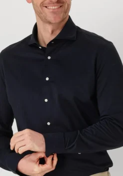 PROFUOMO e klassiek overhemd shirt x-cutaway japanese knitted donkerblauw Best